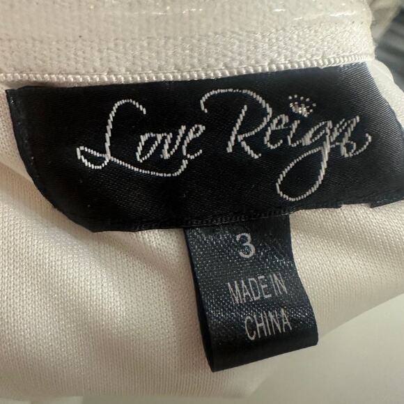 Love Reign Rhinestones Studded Ruffle Tulle Mini Dress White Women's Size 3 - Picture 6 of 6